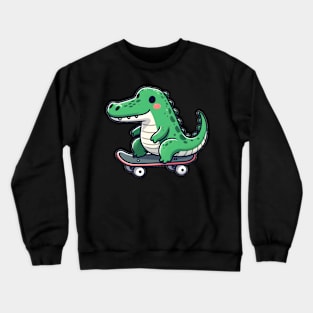 Crocodile Skateboarding Crewneck Sweatshirt